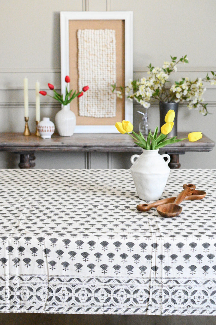 Carly Floral Block Print Tablecloth