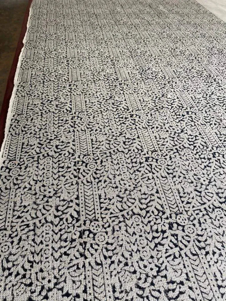 Block Print Handloom Linen Fabric Heavy Linen Fabric - Maple Village Lane