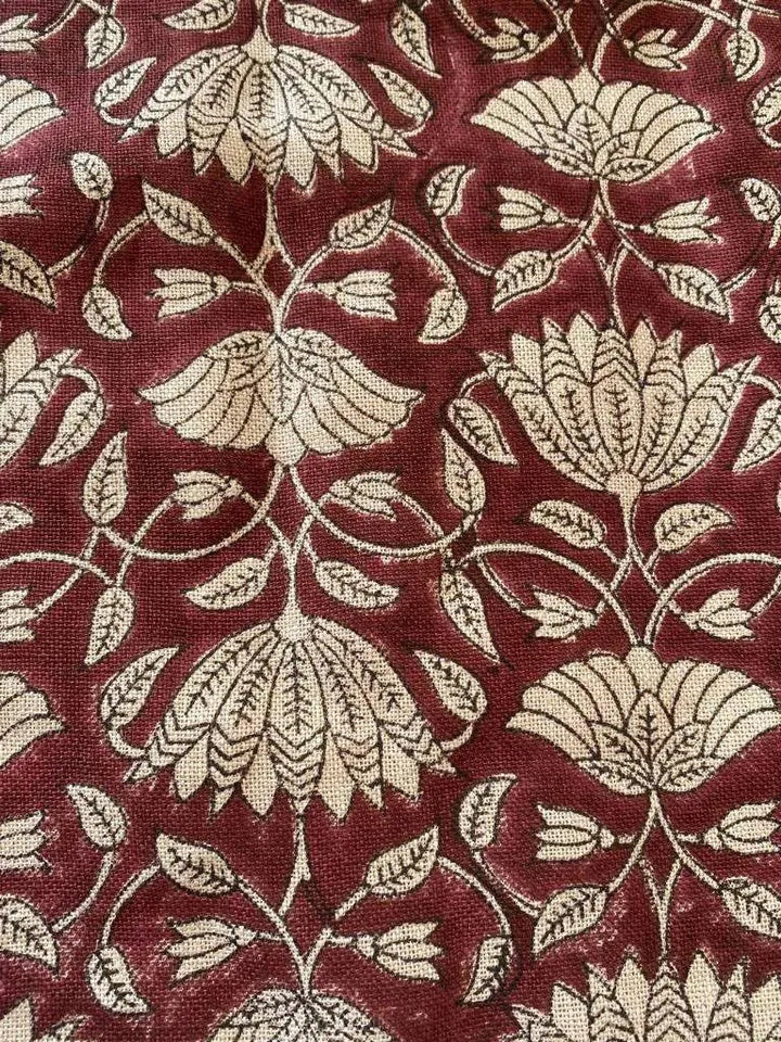 Tulip Flower Block Print Upholstery Fabric - Maple Village Lane