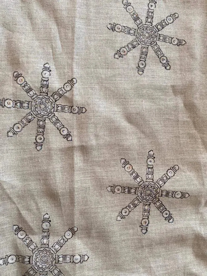 Handloom Linen Fabric - most popular block print fabric - best for Upholstery , cushion cover , sofa/chair cover , and other crafts - Maple Village Lane