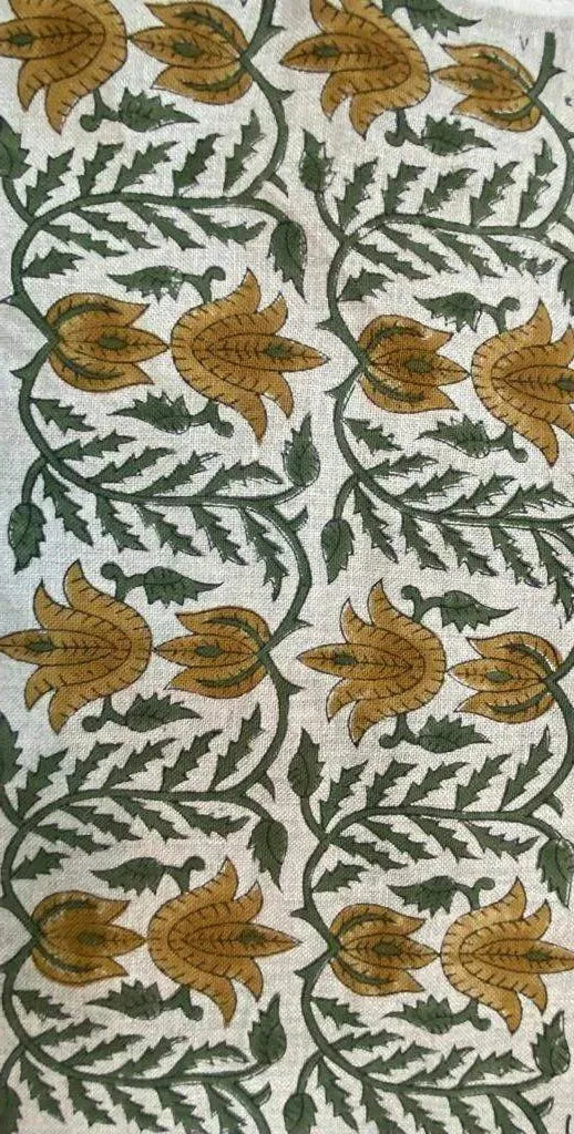 Linen fabric, Fabric by yard, Hand printed fabric, Block Print Fabric, Indian Fabric