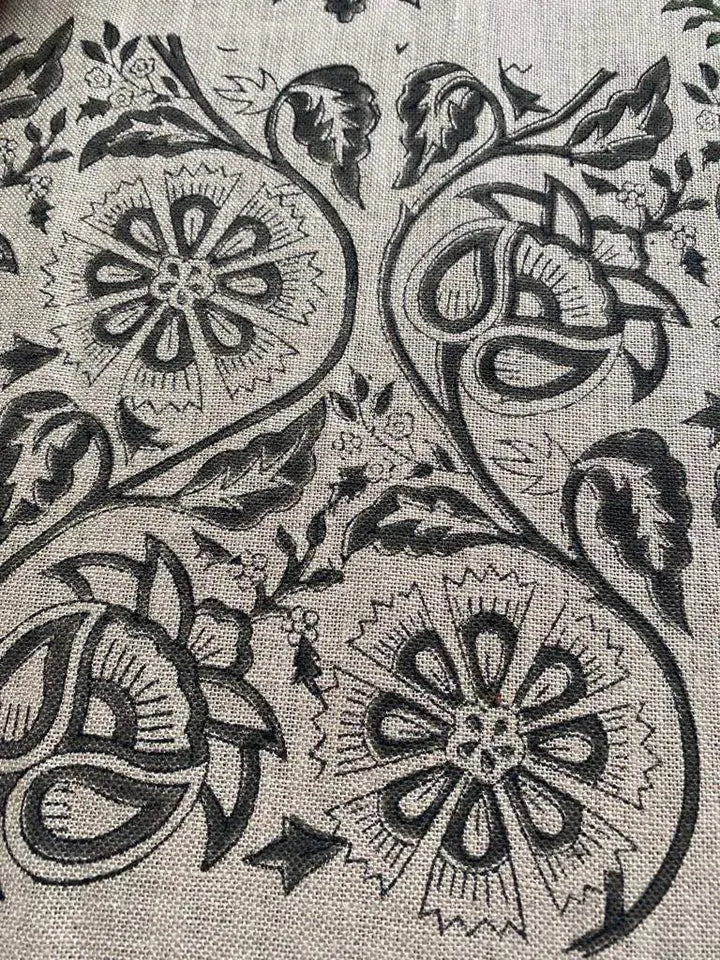 Heavy linen fabric designer Indian hand block print heavy fabric pillowcases thick linen upholstery block printing art table cover,Curtains - Maple Village Lane