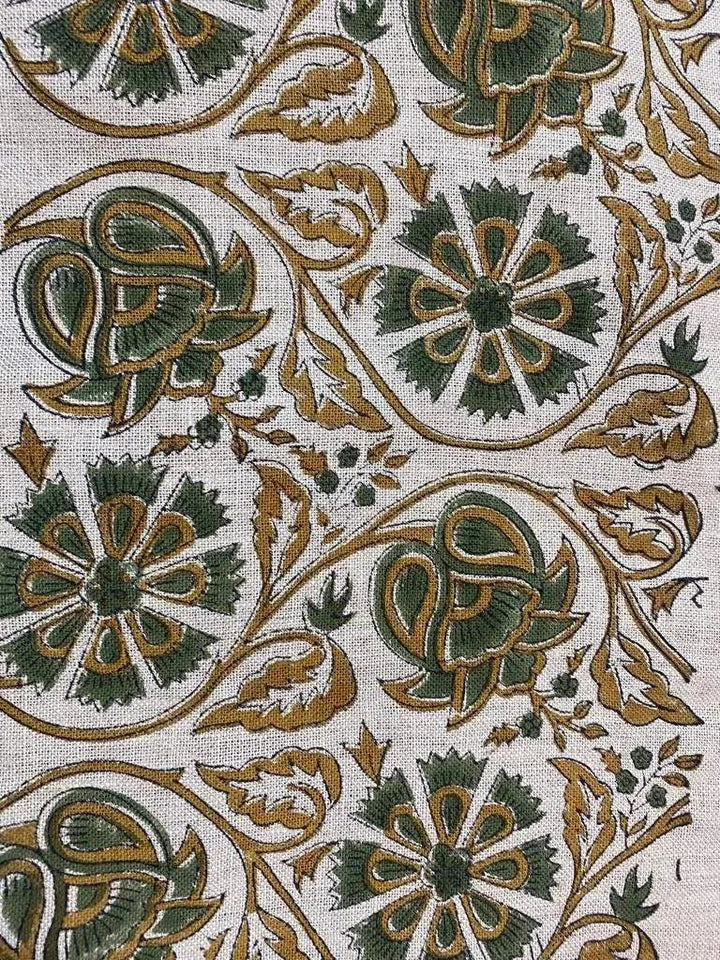 Linen fabric, Fabric by yard, Hand printed fabric, Block Print Fabric, Indian Fabric