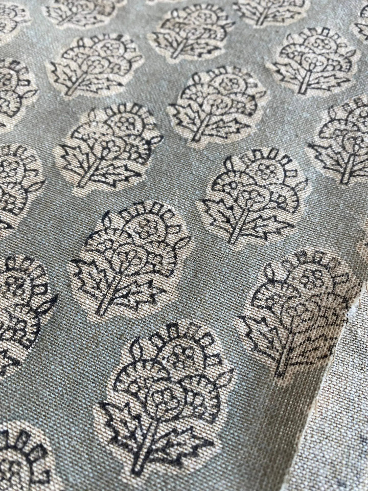 58"inch wide Block Print Handloom Linen Fabric Upholstery Fabric, Pillow Cover Fabric, Curtains ,Craft Use Fabric - Maple Village Lane