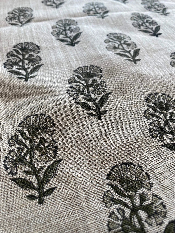 58" inches Wide Block Print Handloom Linen Fabric Upholstery Fabric, Pillow Cover Fabric, Curtains ,Craft Use Fabric, Home Decor fabric, - Maple Village Lane