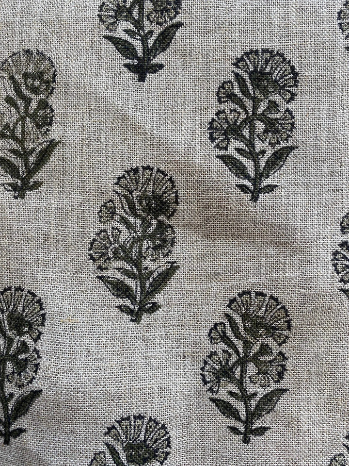 58" inches Wide Block Print Handloom Linen Fabric Upholstery Fabric, Pillow Cover Fabric, Curtains ,Craft Use Fabric, Home Decor fabric, - Maple Village Lane
