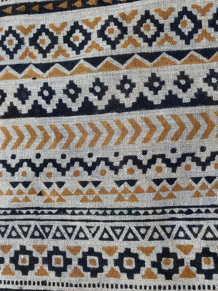 Eengel Designer Hand Block Print Linen Fabric For Upholstery - Maple Village Lane