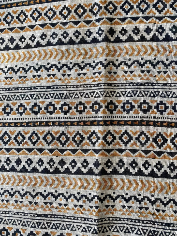Eengel Designer Hand Block Print Linen Fabric For Upholstery - Maple Village Lane