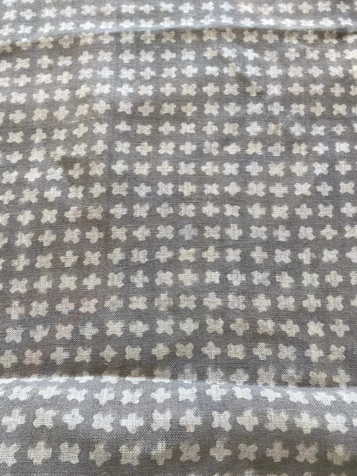 Enoki Designer Hand Block Print Linen Fabric For Upholstery - Maple Village Lane