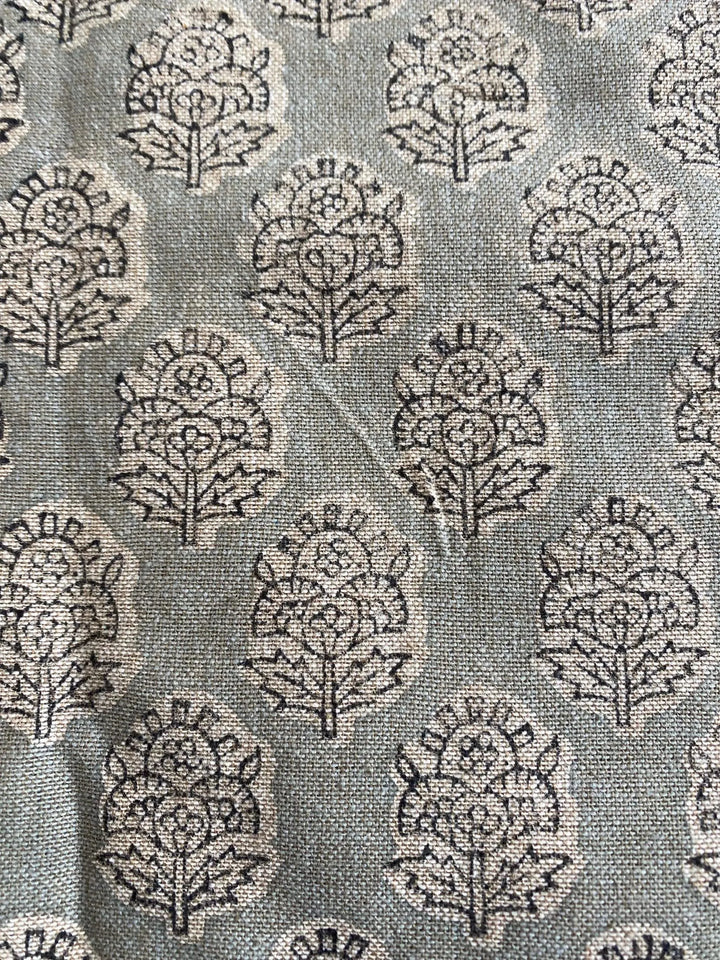 58"inch wide Block Print Handloom Linen Fabric Upholstery Fabric, Pillow Cover Fabric, Curtains ,Craft Use Fabric - Maple Village Lane