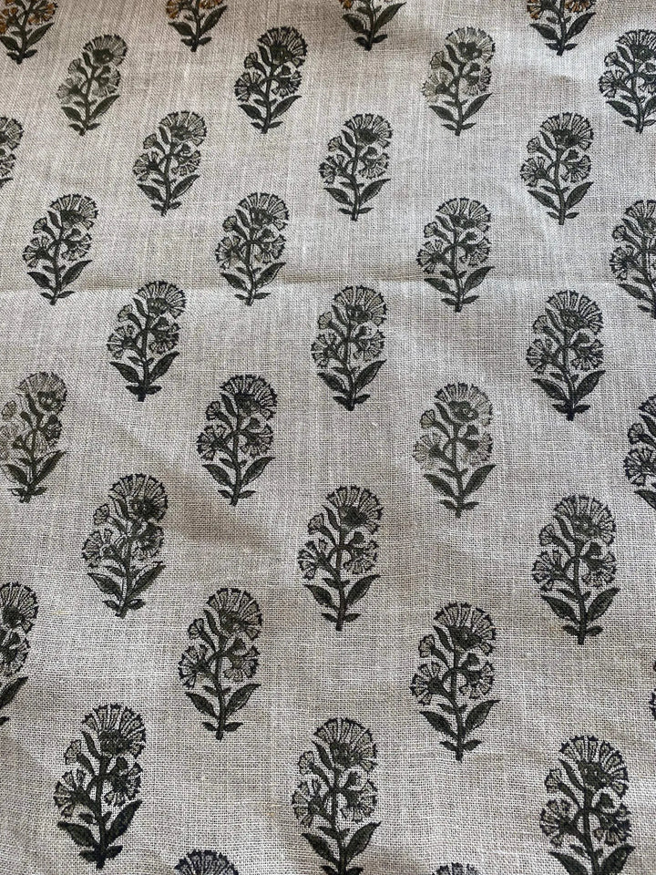 58" inches Wide Block Print Handloom Linen Fabric Upholstery Fabric, Pillow Cover Fabric, Curtains ,Craft Use Fabric, Home Decor fabric, - Maple Village Lane