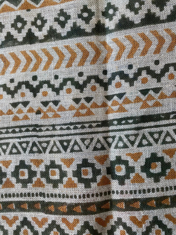 Eengel Designer Hand Block Print Linen Fabric For Upholstery - Maple Village Lane