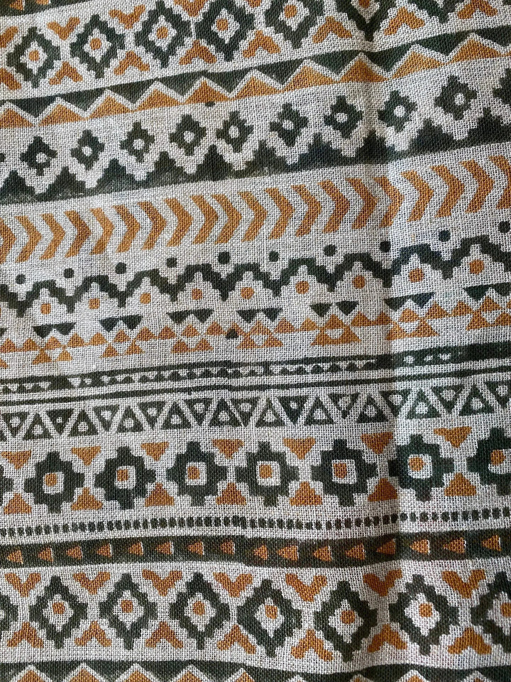 Eengel Designer Hand Block Print Linen Fabric For Upholstery - Maple Village Lane