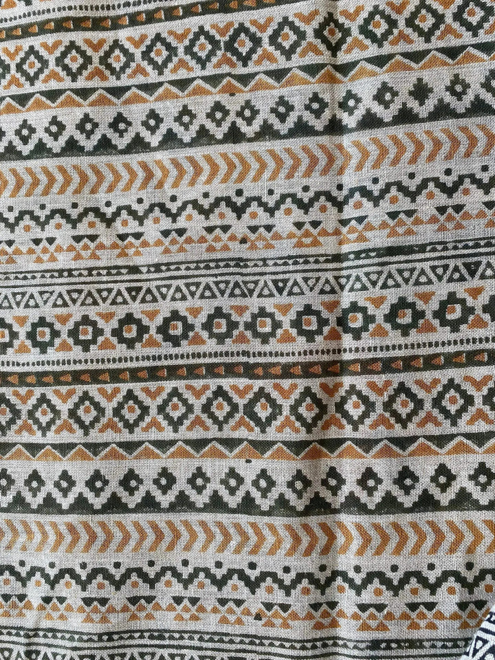 Eengel Designer Hand Block Print Linen Fabric For Upholstery - Maple Village Lane