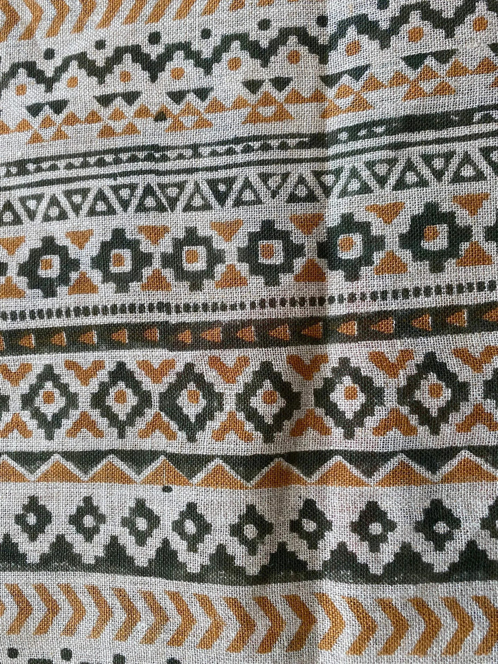 Eengel Designer Hand Block Print Linen Fabric For Upholstery - Maple Village Lane