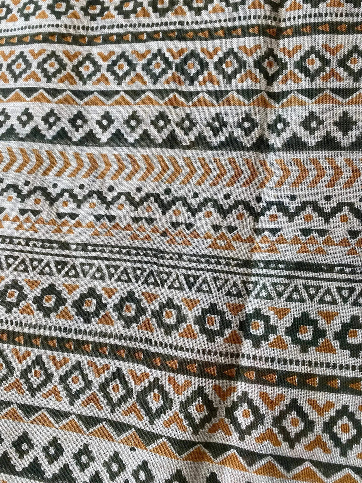 Eengel Designer Hand Block Print Linen Fabric For Upholstery - Maple Village Lane