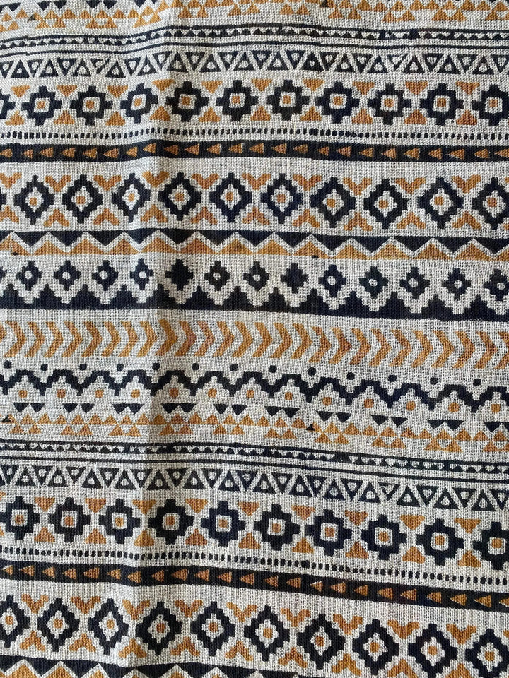 Eengel Designer Hand Block Print Linen Fabric For Upholstery - Maple Village Lane