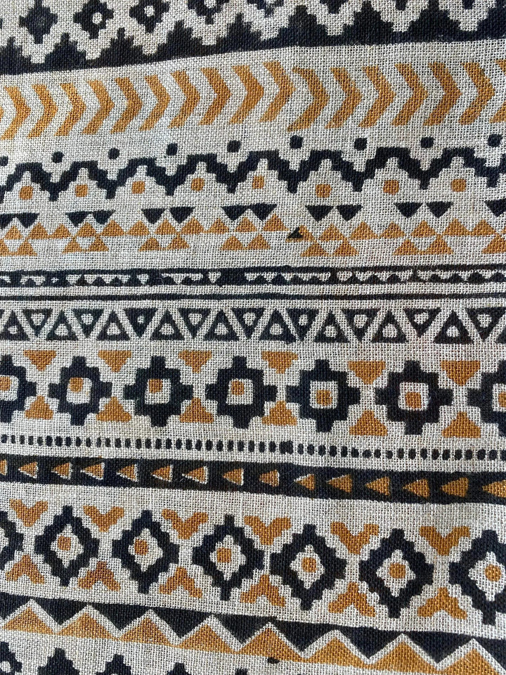 Eengel Designer Hand Block Print Linen Fabric For Upholstery - Maple Village Lane