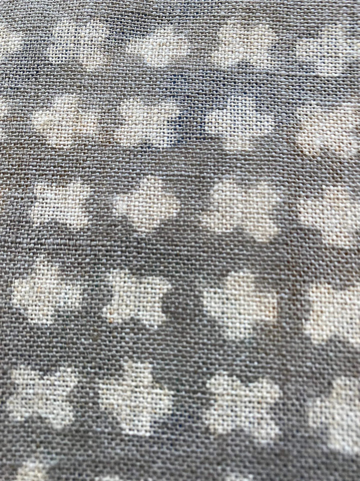 Enoki Designer Hand Block Print Linen Fabric For Upholstery - Maple Village Lane