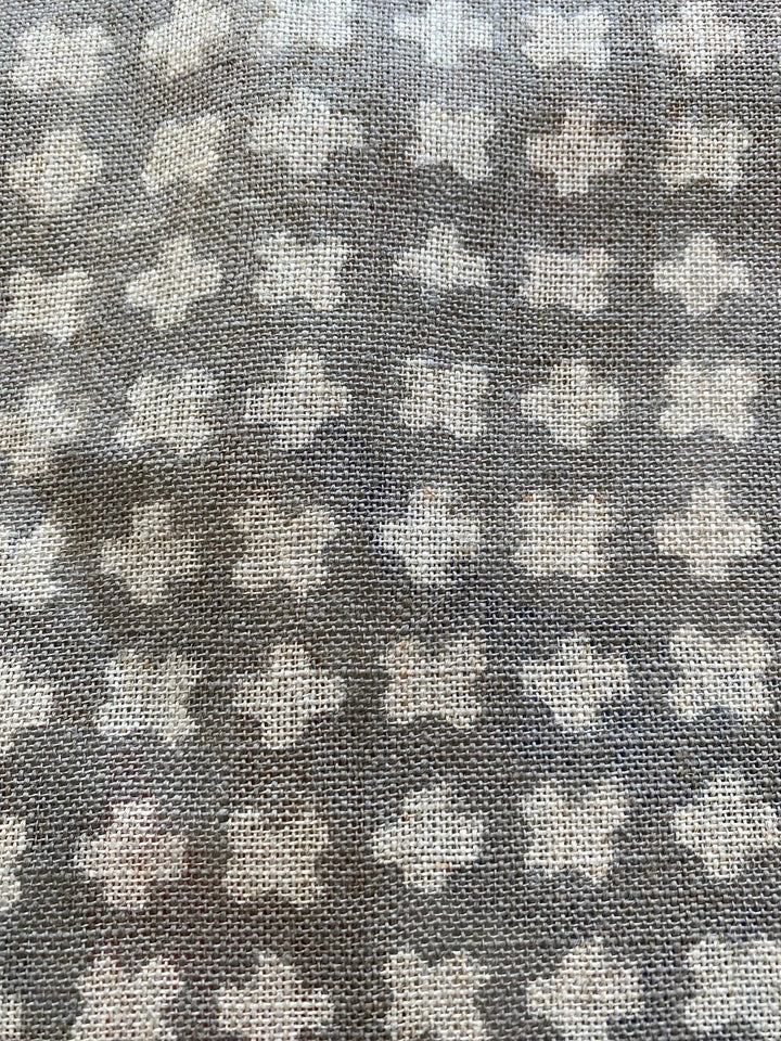 Enoki Designer Hand Block Print Linen Fabric For Upholstery - Maple Village Lane