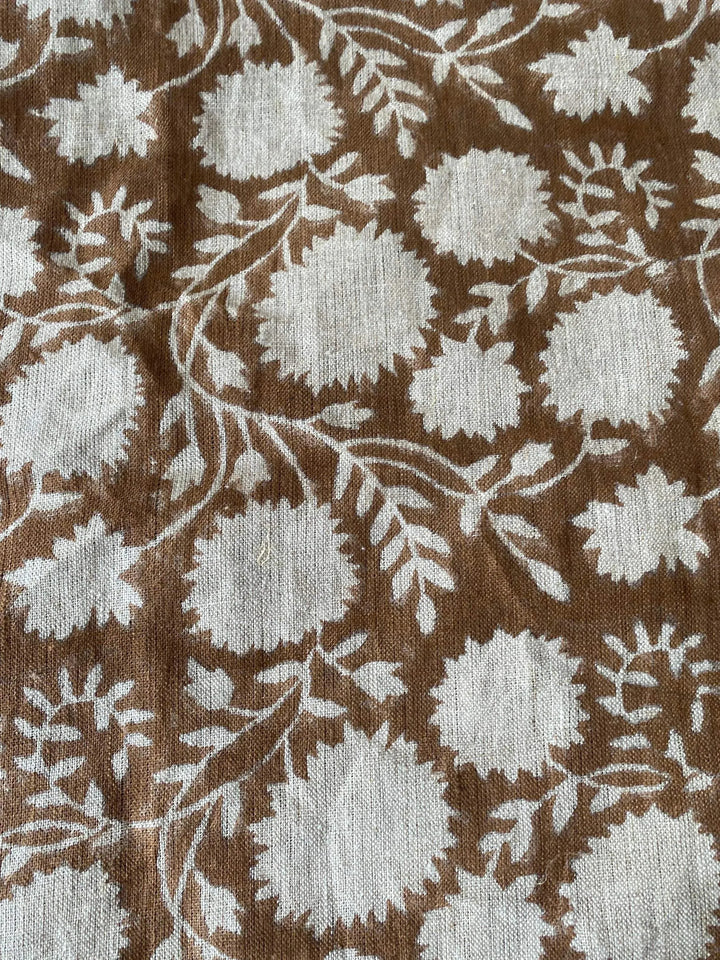 Zaples Block Print Linen Designer Fabric for Upholstery, Curtains and more - Maple Village Lane