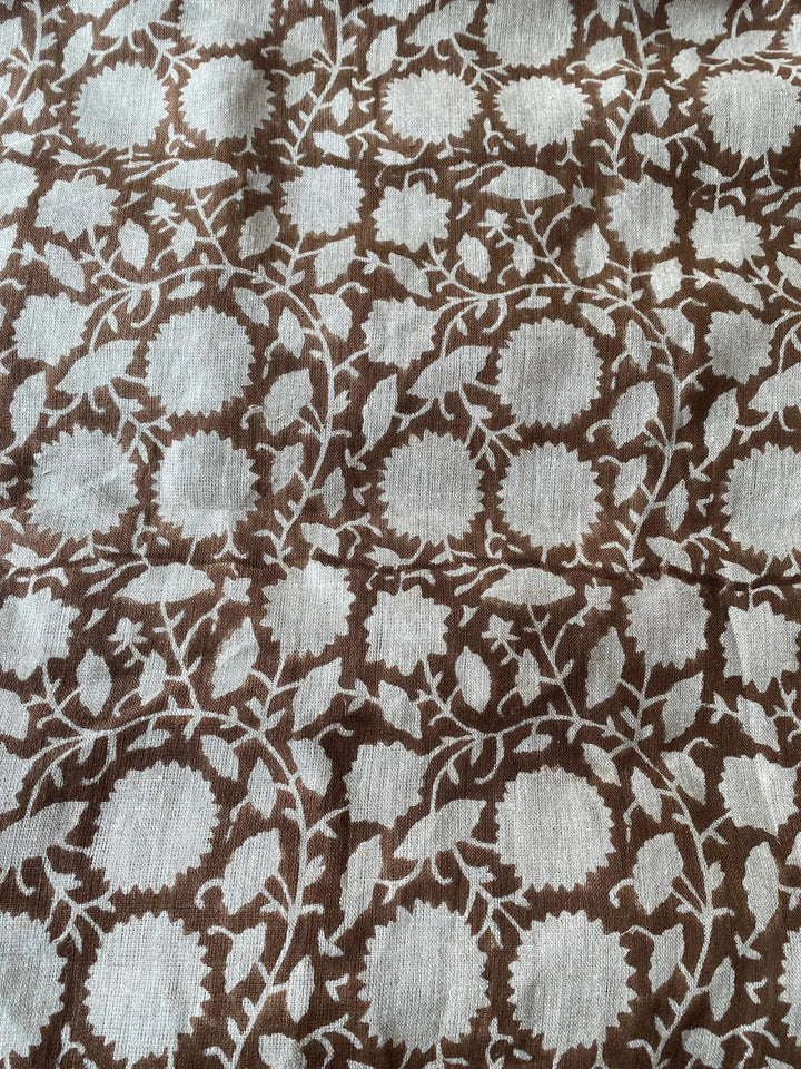 58" inches Indian Hand Block Print Fabric, Indian Linen Fabric, Block Print Fabric, Designer Floral Printing Fabric, Upholstery fabric, - Maple Village Lane