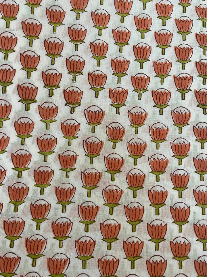 Indian Cotton Block Print Fabric by the Yard -Sewing and Quilting Fabric - Maple Village Lane