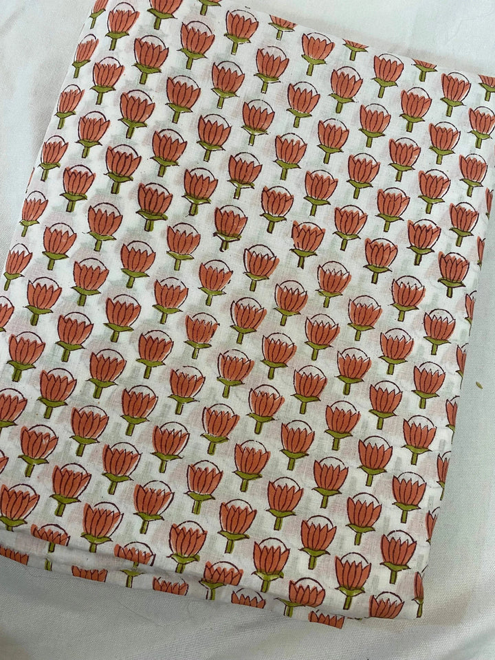 Indian Cotton Block Print Fabric by the Yard -Sewing and Quilting Fabric - Maple Village Lane