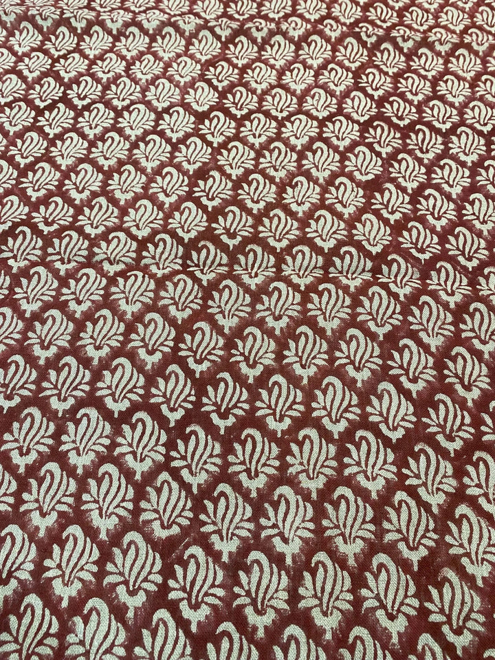 Roseline Hand Block Print Designer Floral Linen Fabric - Maple Village Lane