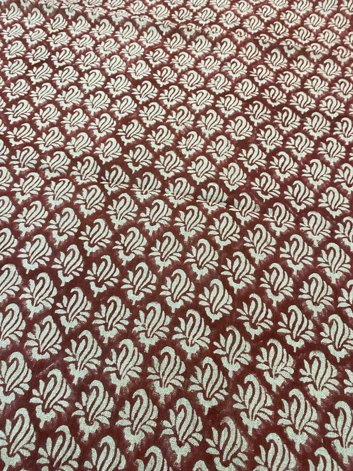 Roseline Hand Block Print Designer Floral Linen Fabric - Maple Village Lane