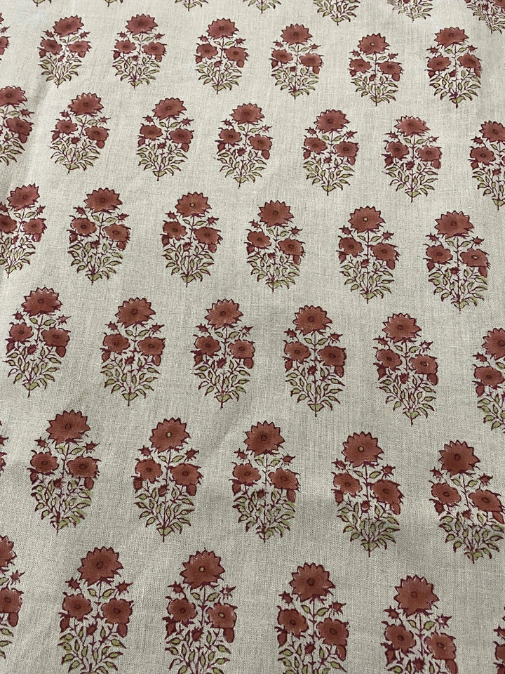 58" inches Indian Hand Block Print Fabric, Indian Linen Fabric, Block Print Fabric, Designer Floral Printing Fabric, Upholstery fabric, - Maple Village Lane