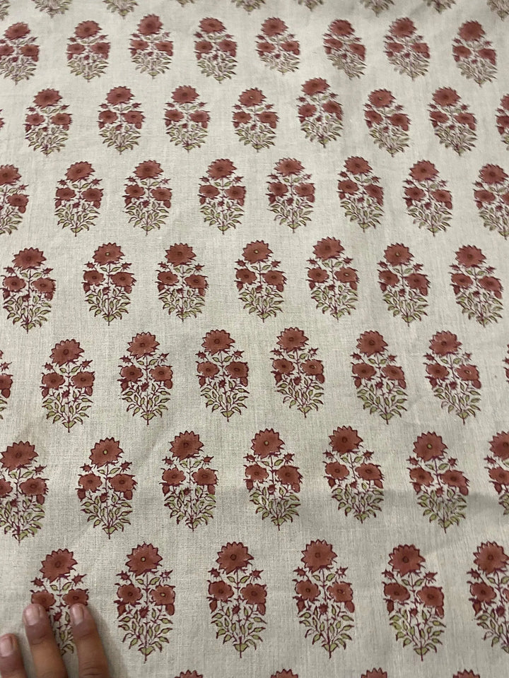 58" inches Indian Hand Block Print Fabric, Indian Linen Fabric, Block Print Fabric, Designer Floral Printing Fabric, Upholstery fabric, - Maple Village Lane