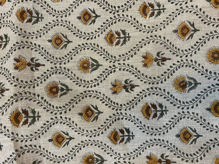 58" inches Indian Hand Block Print Fabric, Indian Linen Fabric, Block Print Fabric, Designer Floral Printing Fabric, Upholstery fabric, - Maple Village Lane