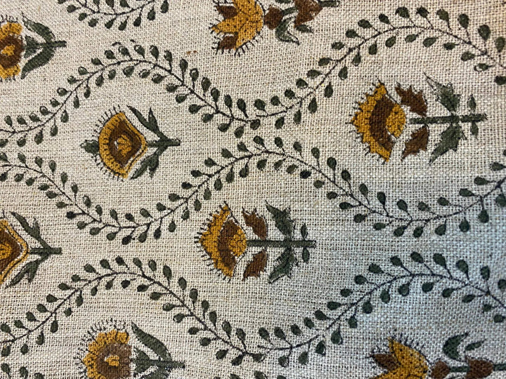 58" inches Indian Hand Block Print Fabric, Indian Linen Fabric, Block Print Fabric, Designer Floral Printing Fabric, Upholstery fabric, - Maple Village Lane