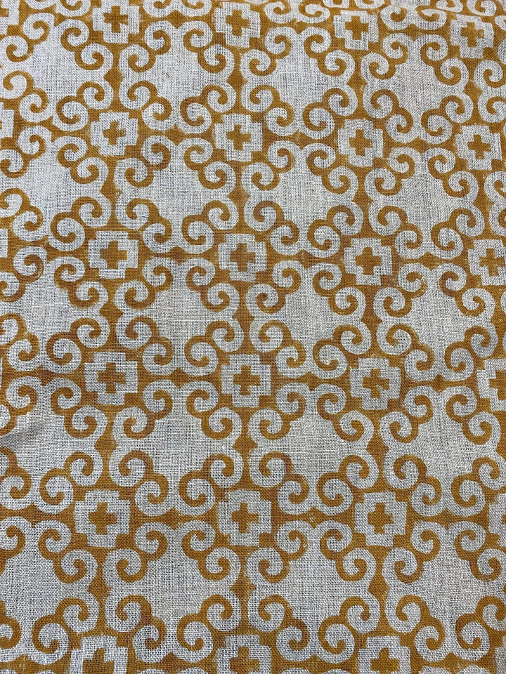 58" inches Hand Block Printed Linen Fabric , Home Decor Best Linen Fabric for decor, pillows ,upholstery, curtain - Maple Village Lane