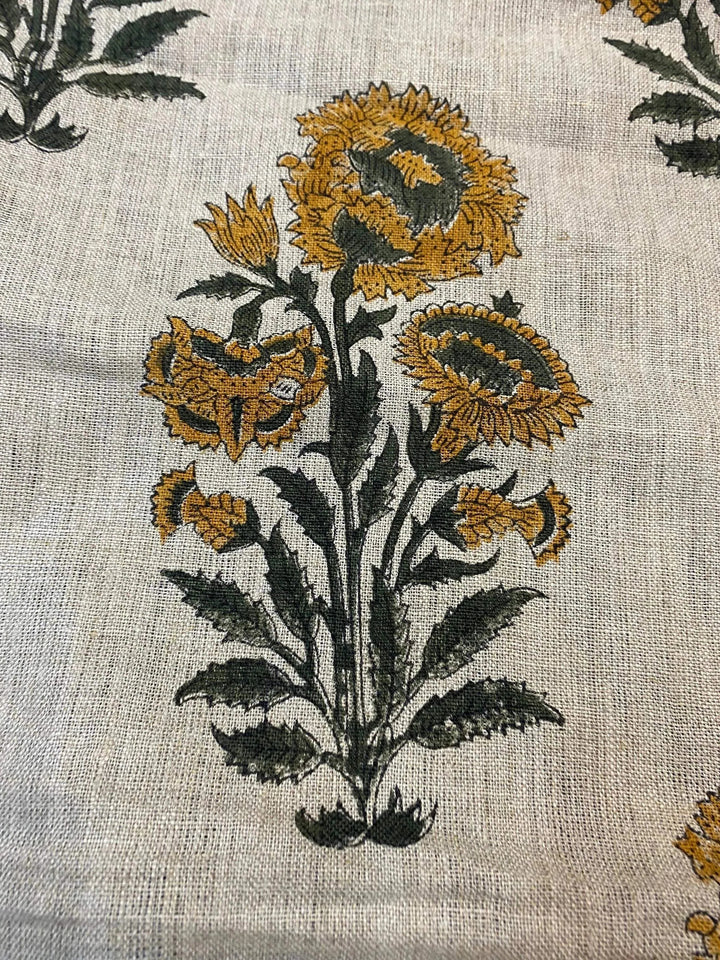 Linen fabric, Fabric by yard, Hand printed fabric, Block Print Fabric, Indian Fabric