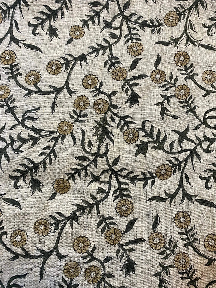 Maple Block Print Linen Designer Fabric for Upholstery, Curtains and more - Maple Village Lane