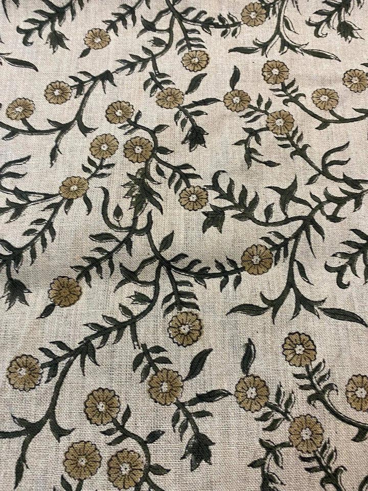 Maple Block Print Linen Designer Fabric for Upholstery, Curtains and more - Maple Village Lane