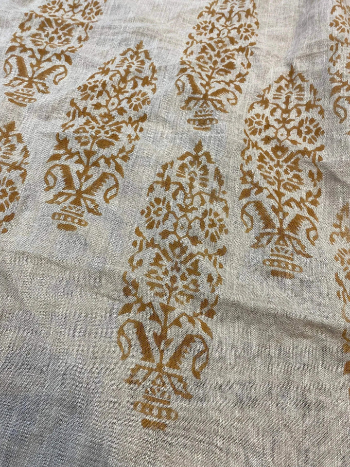 58" inches Indian Hand Block Print Fabric, Indian Linen Fabric, Block Print Fabric, Designer Floral Printing Fabric, Upholstery fabric, - Maple Village Lane