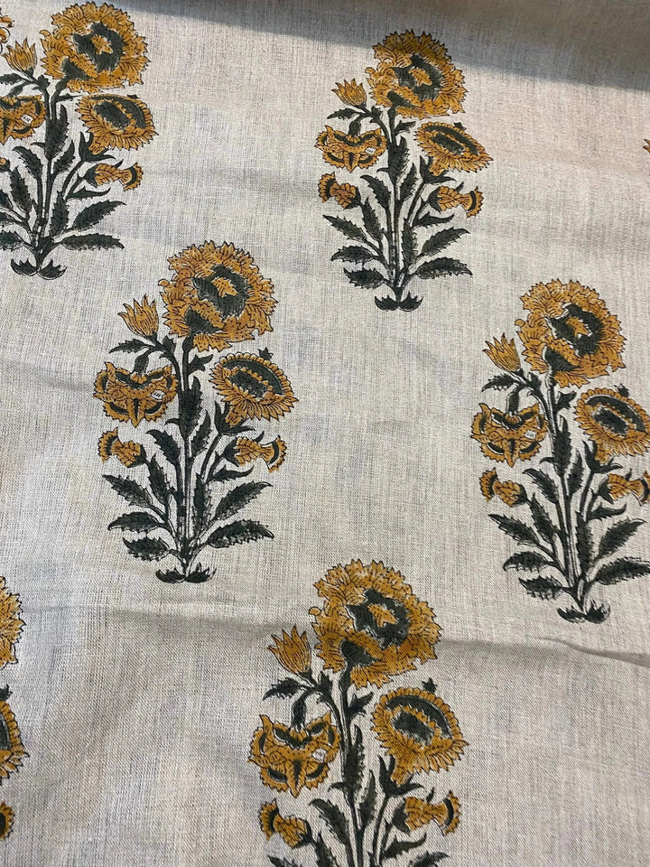 58" inches Hand Block Printed Linen Fabric , Home Decor Best Linen Fabric for decor, pillows ,upholstery, curtain - Maple Village Lane