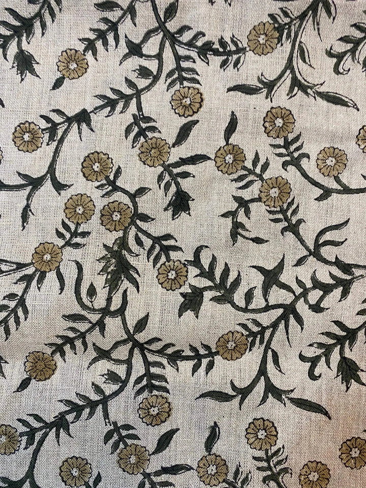 Maple Block Print Linen Designer Fabric for Upholstery, Curtains and more - Maple Village Lane