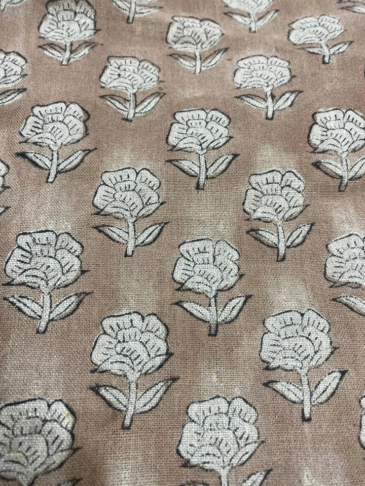 58" inches Hand Block Printed Linen Fabric , Home Decor Best Linen Fabric for decor, pillows ,upholstery, curtain - Maple Village Lane