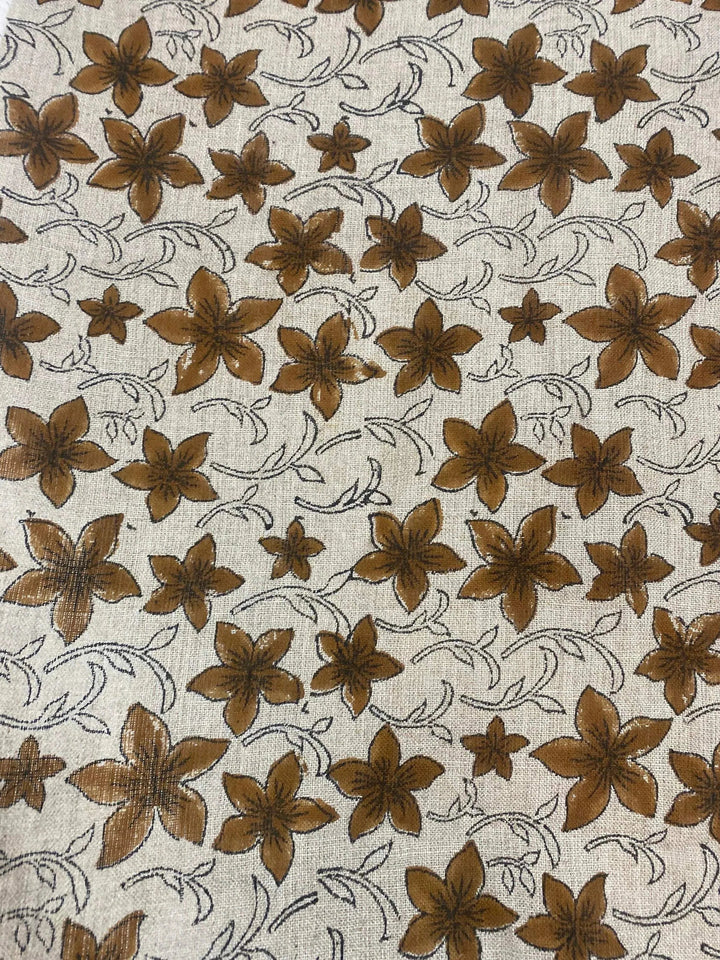 58" inches Hand Block Printed Linen Fabric , Home Decor Best Linen Fabric for decor, pillows ,upholstery, curtain - Maple Village Lane
