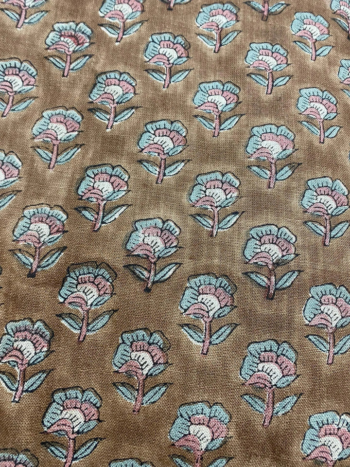58" inches Hand Block Printed Linen Fabric , Home Decor Best Linen Fabric for decor, pillows ,upholstery, curtain - Maple Village Lane