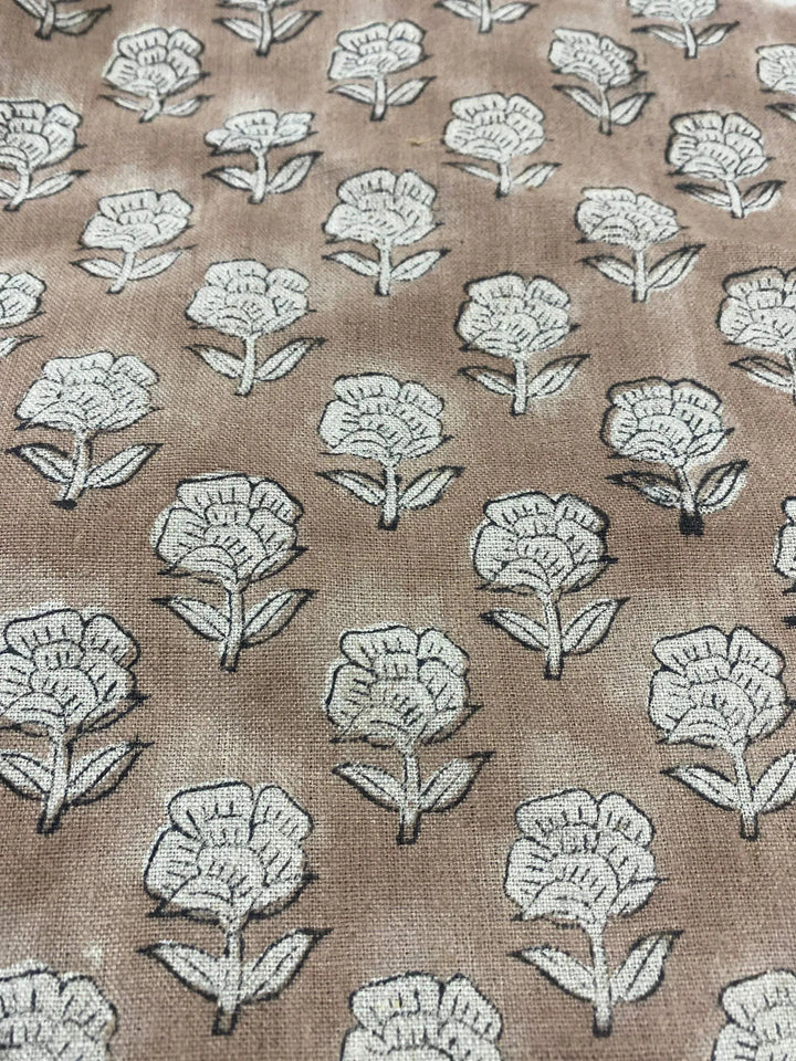 58" inches Hand Block Printed Linen Fabric , Home Decor Best Linen Fabric for decor, pillows ,upholstery, curtain - Maple Village Lane
