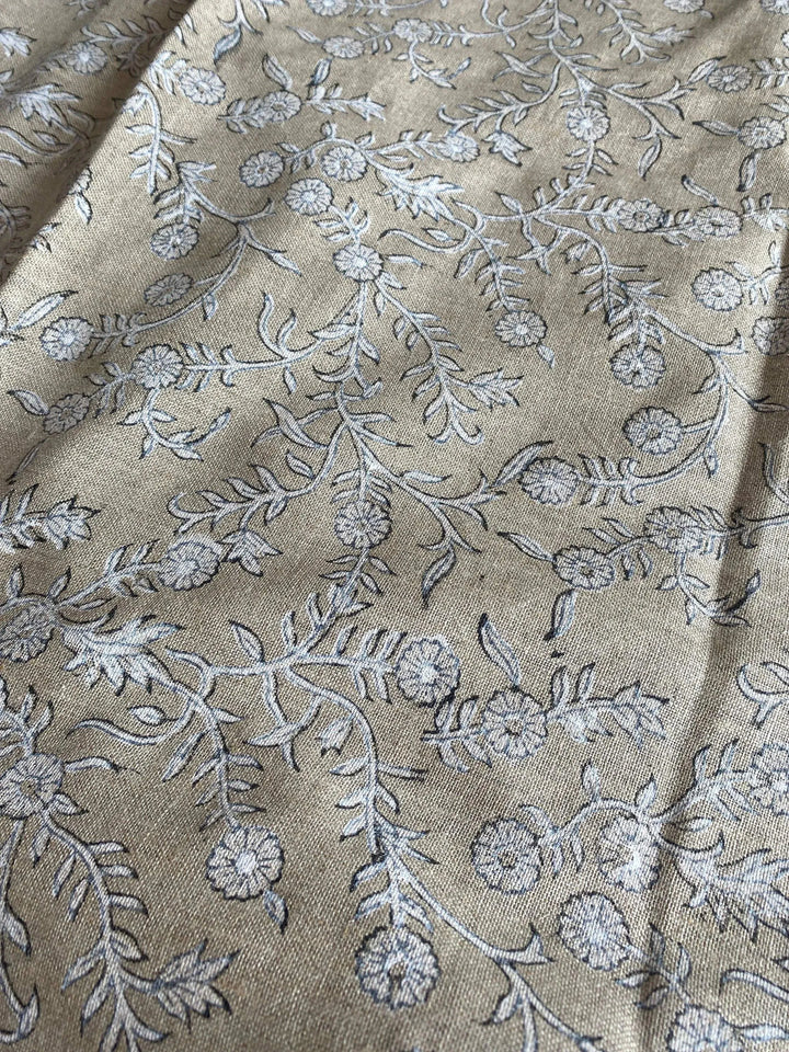 58" inches Hand Block Printed Linen Fabric , Home Decor Best Linen Fabric for decor, pillows ,upholstery, curtain - Maple Village Lane