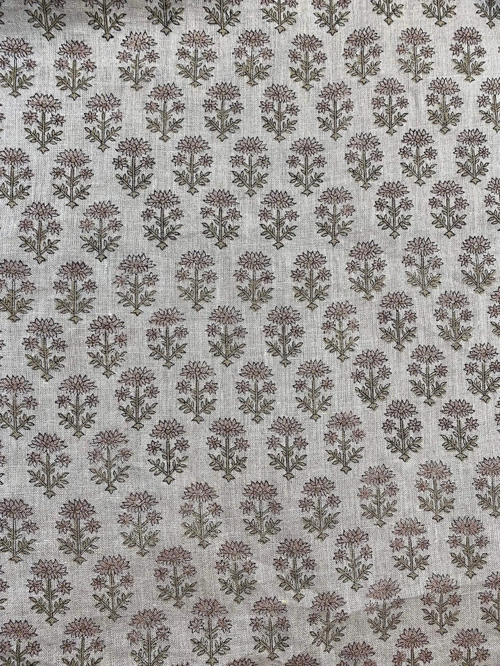 58" inches Hand Block Printed Linen Fabric , Home Decor Best Linen Fabric for decor, pillows ,upholstery, curtain - Maple Village Lane