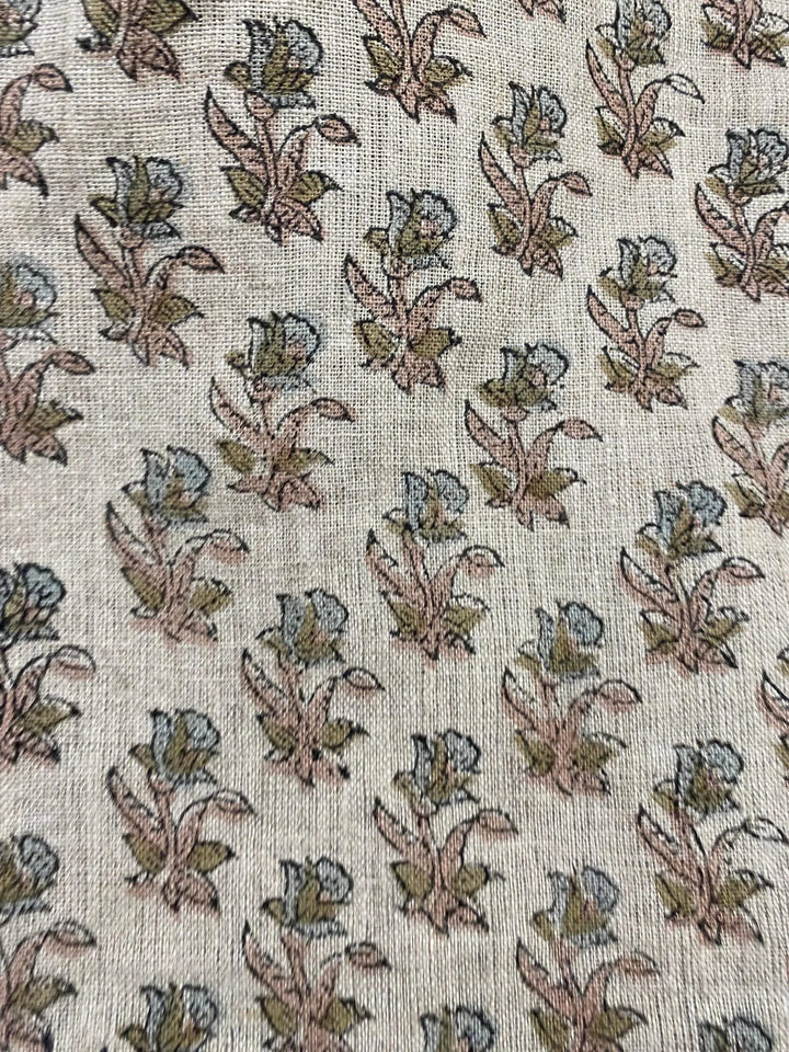 58" inches Hand Block Printed Linen Fabric , Home Decor Best Linen Fabric for decor, pillows ,upholstery, curtain - Maple Village Lane