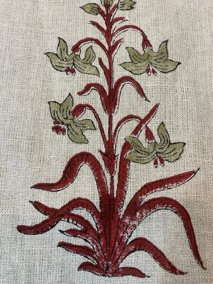 58" inches Hand Block Printed Linen Fabric , Home Decor Best Linen Fabric for decor, pillows ,upholstery, curtain - Maple Village Lane