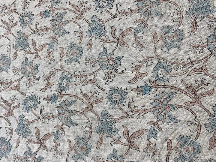 58" inches Hand Block Printed Linen Fabric , Home Decor Best Linen Fabric for decor, pillows ,upholstery, curtain - Maple Village Lane